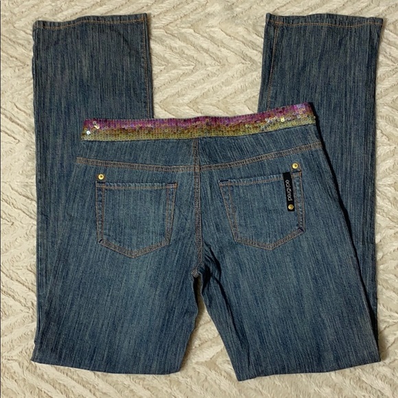 Eckered Sequin Waist Jeans Size 13 - Picture 7 of 10
